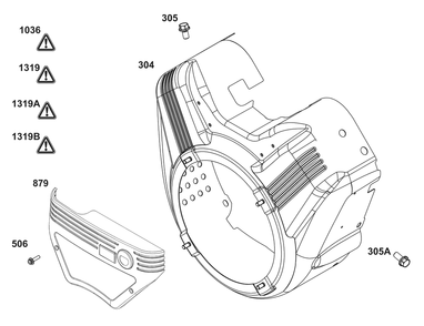 Blower Housing Group Diagram and Parts List for 385447-0405-G1  Briggs and Stratton Engine